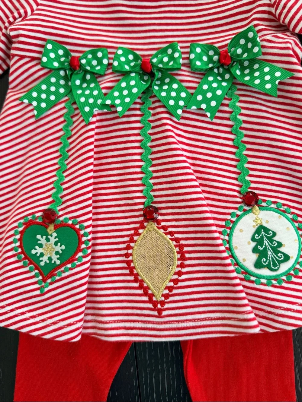Bonnie Baby Red & White Striped Holiday Tunic with Red Leggings